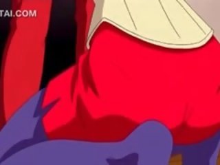 Nxehtë marrjenëgojë në përshkrim i hollësishëm me gjoksmadhe anime hottie